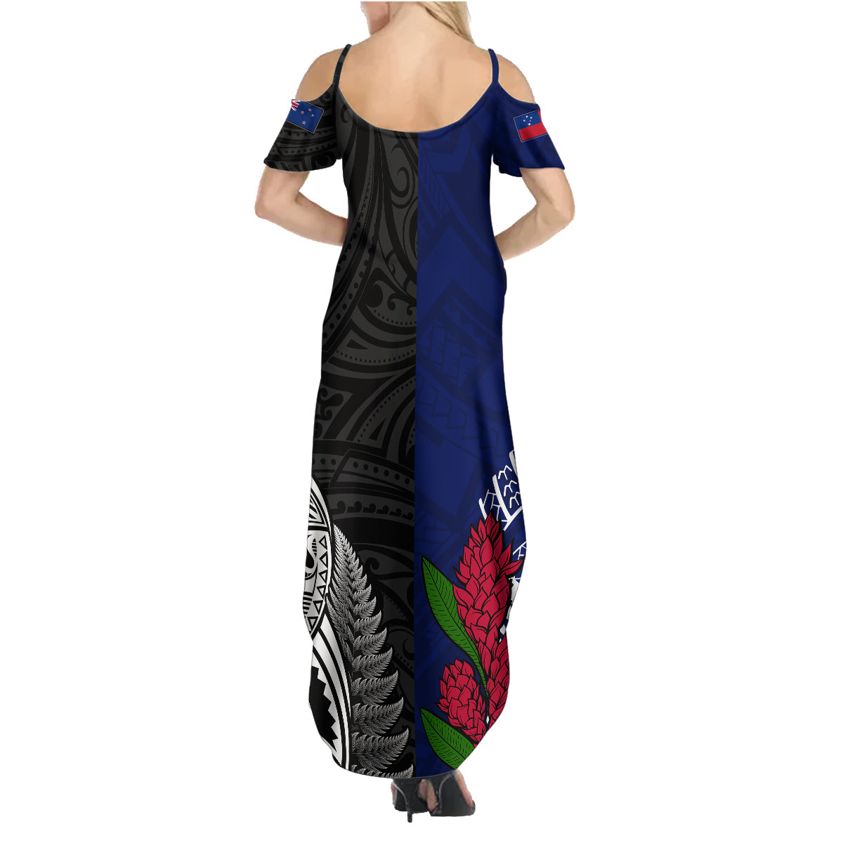 Personalised New Zealand Vs Samoa Rugby Family Matching Summer Maxi Dress and Hawaiian Shirt Go Champions LT7 - Polynesian Pride