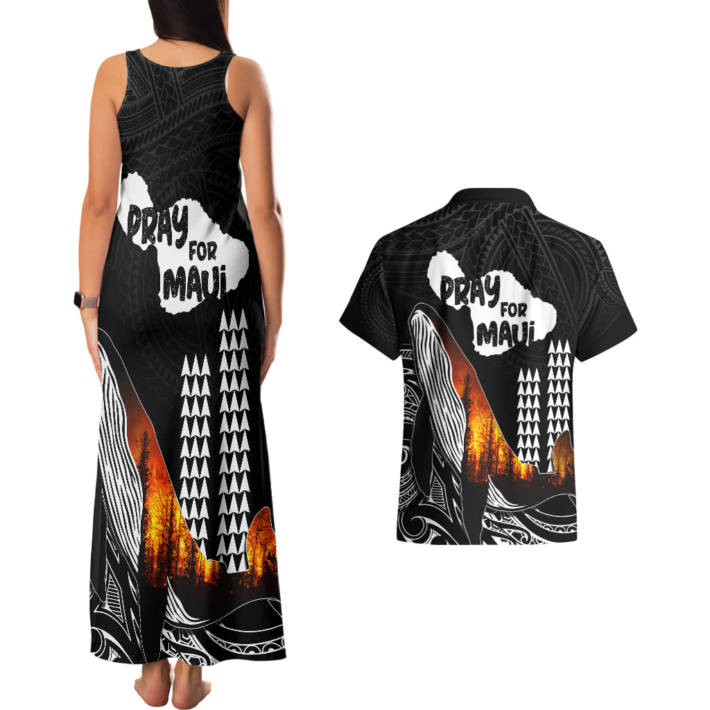 Hawaii Humpback Whale Couples Matching Tank Maxi Dress and Hawaiian Shirt Be Strong - Pray For Maui LT7 - Polynesian Pride