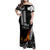Hawaii Humpback Whale Family Matching Off Shoulder Maxi Dress and Hawaiian Shirt Be Strong - Pray For Maui LT7 Mom's Dress Black - Polynesian Pride