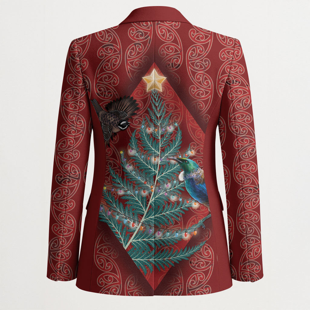 Aotearoa Maori Mangopare Meri Kirihimete Blazer Christmas Fern LT7 - Polynesian Pride