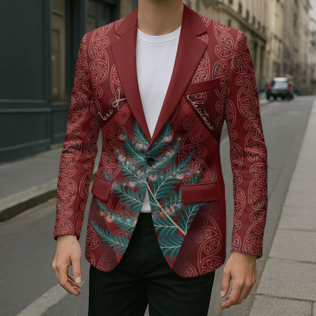 Aotearoa Maori Mangopare Meri Kirihimete Blazer Christmas Fern LT7 - Polynesian Pride