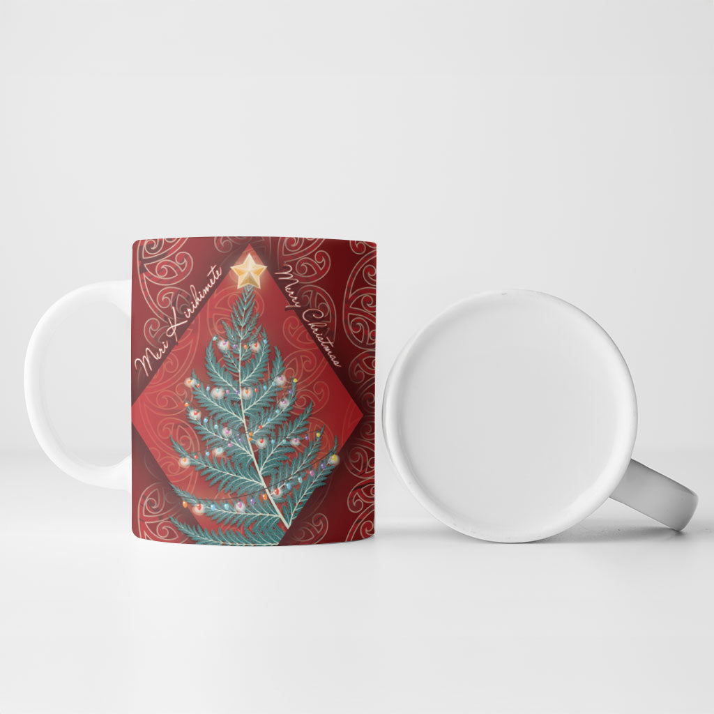 Aotearoa Maori Mangopare Meri Kirihimete Ceramic Mug Christmas Fern