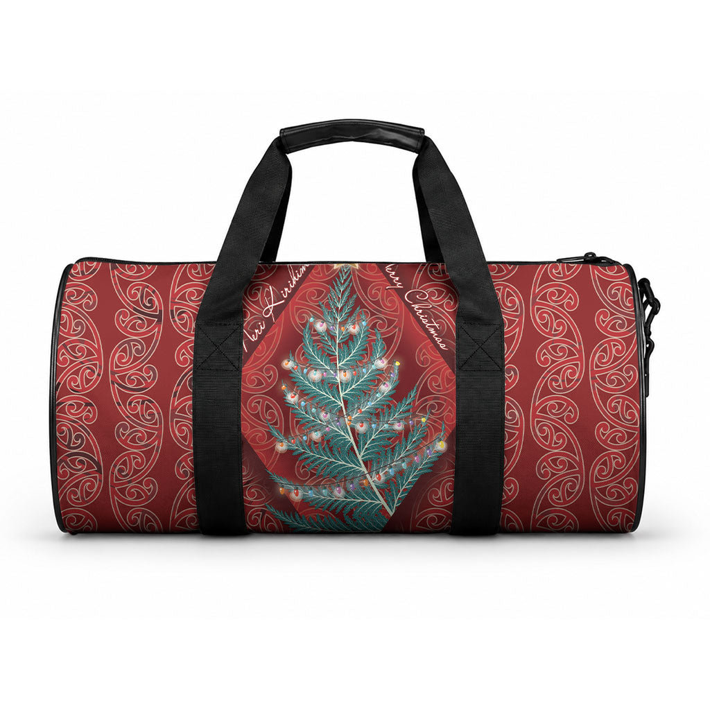 Aotearoa Maori Mangopare Meri Kirihimete Duffle Bag Christmas Fern LT7 One size Red - Polynesian Pride