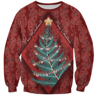 Aotearoa Maori Mangopare Meri Kirihimete Sweatshirt Christmas Fern LT7 Unisex Red - Polynesian Pride