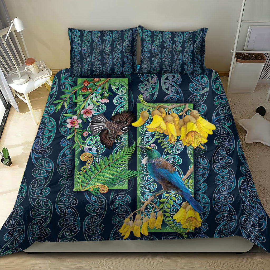 Aotearoa Maori Mangopare Christmas Bedding Set Pikawakawa and Tui LT7 - Polynesian Pride