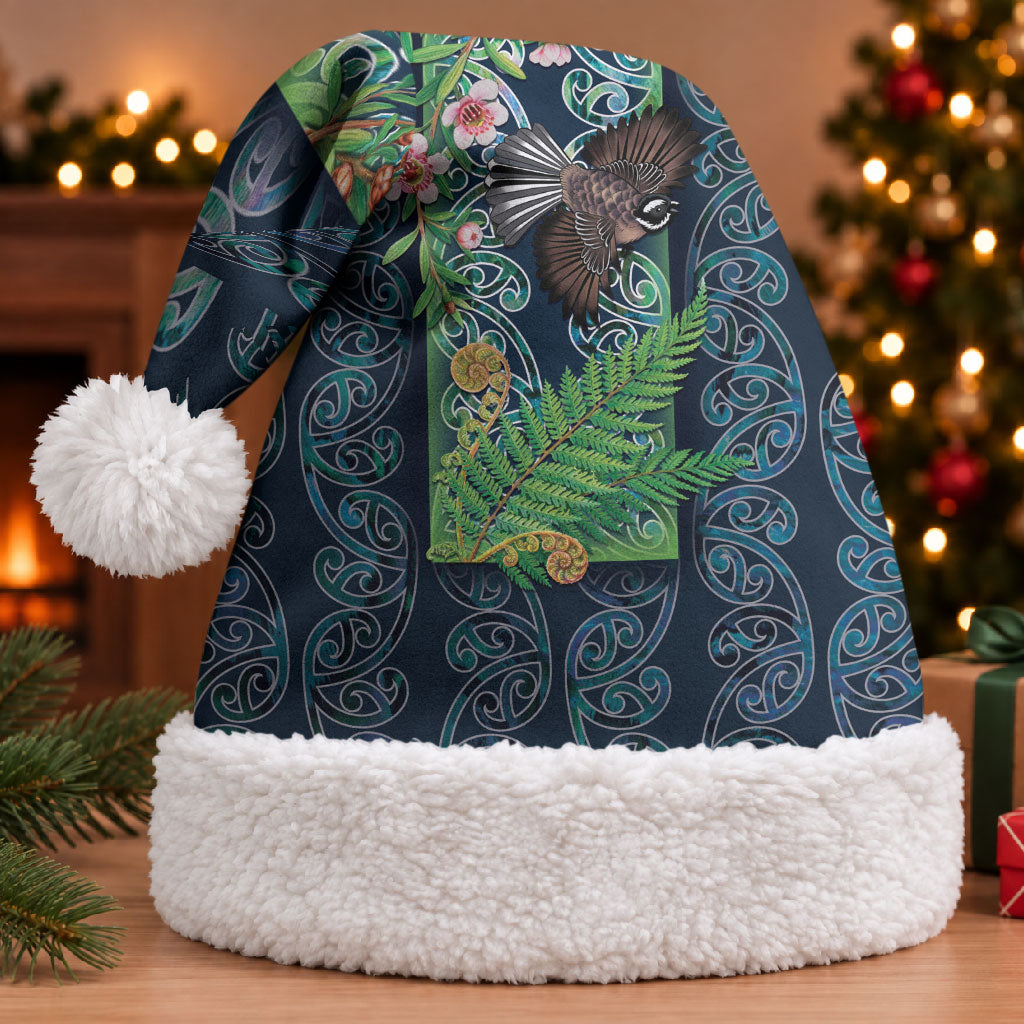Aotearoa Maori Mangopare Christmas Santa Hat Pikawakawa and Tui