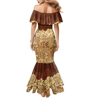 Niue Hiapo Motif Family Matching Mermaid Dress and Hawaiian Shirt Tapa Classic LT7 - Polynesian Pride