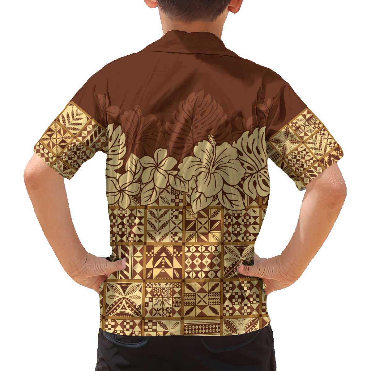 Niue Hiapo Motif Family Matching Off The Shoulder Long Sleeve Dress and Hawaiian Shirt Tapa Classic LT7 - Polynesian Pride