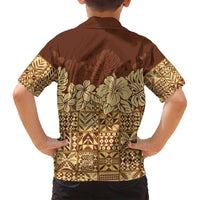 Niue Hiapo Motif Family Matching Off Shoulder Maxi Dress and Hawaiian Shirt Tapa Classic LT7 - Polynesian Pride