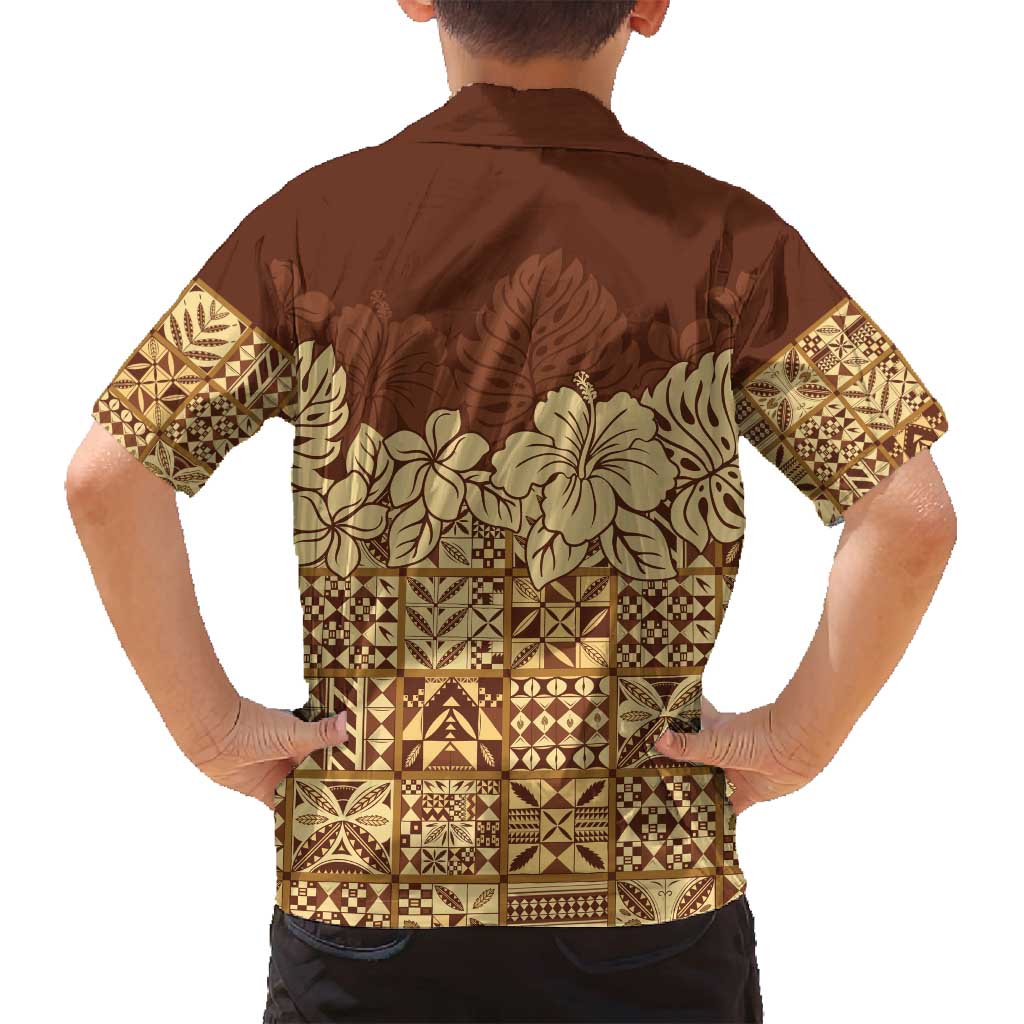Niue Hiapo Motif Family Matching Puletasi and Hawaiian Shirt Tapa Classic LT7 - Polynesian Pride