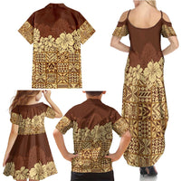 Niue Hiapo Motif Family Matching Summer Maxi Dress and Hawaiian Shirt Tapa Classic LT7 - Polynesian Pride