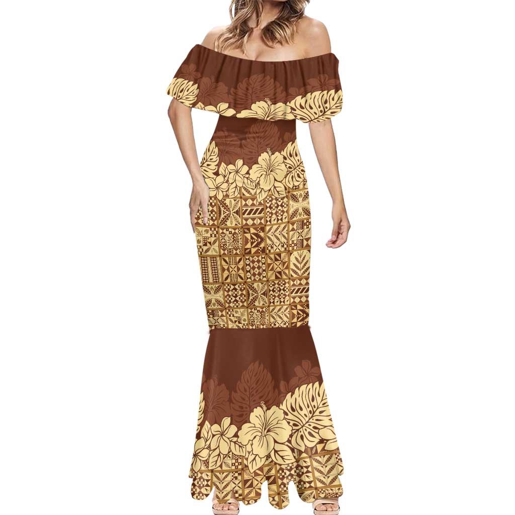 Niue Hiapo Motif Mermaid Dress Tapa Classic