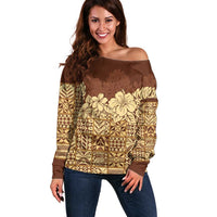 Niue Hiapo Motif Off Shoulder Sweater Tapa Classic