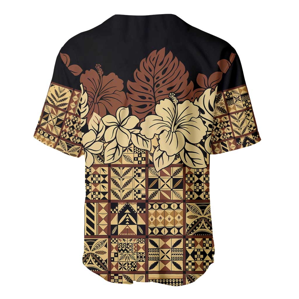 Niue Hiapo Motif Baseball Jersey Tapa Classic - Black Ver LT7 - Polynesian Pride