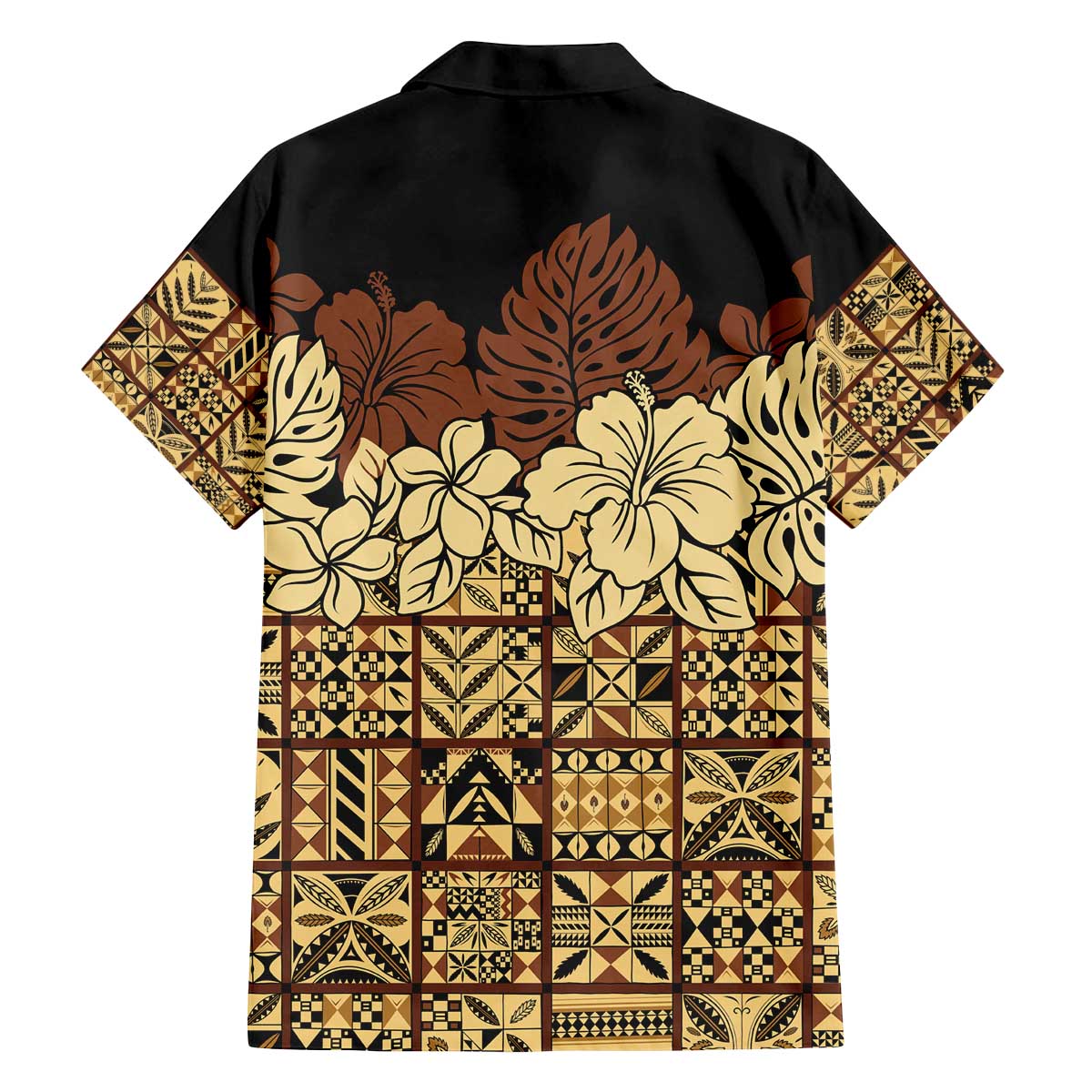 Niue Hiapo Motif Family Matching Off The Shoulder Long Sleeve Dress and Hawaiian Shirt Tapa Classic - Black Ver LT7 - Polynesian Pride