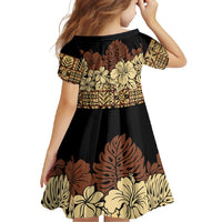 Niue Hiapo Motif Family Matching Short Sleeve Bodycon Dress and Hawaiian Shirt Tapa Classic - Black Ver LT7 - Polynesian Pride