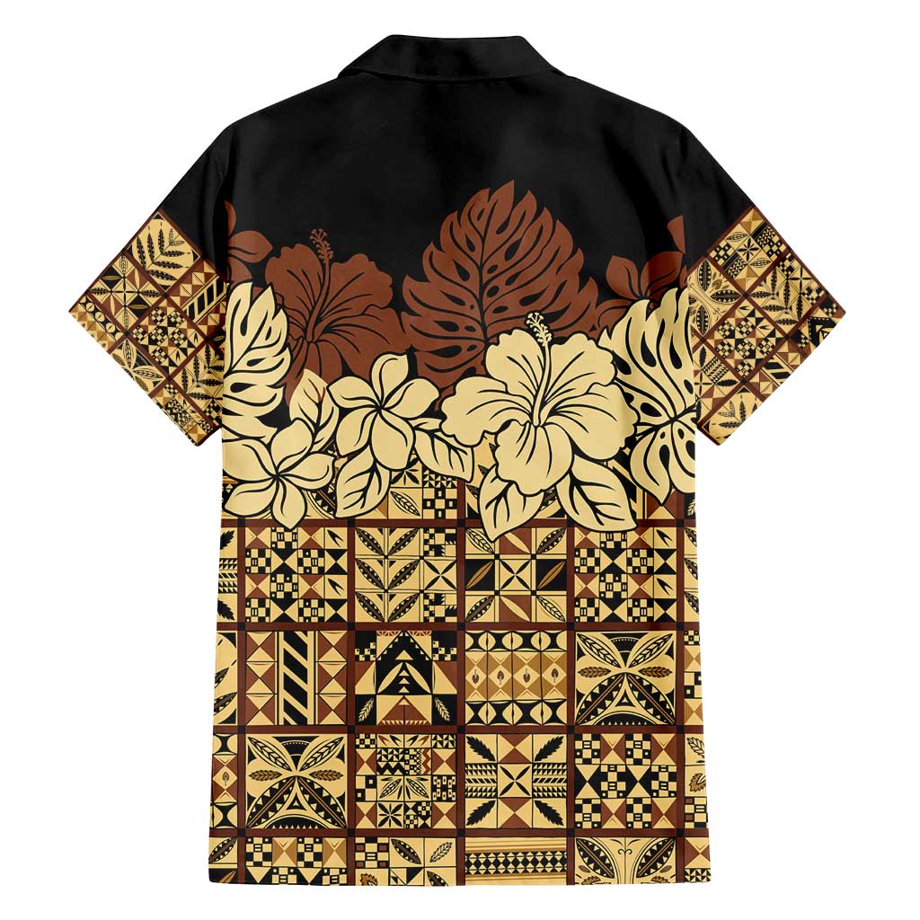 Niue Hiapo Motif Family Matching Summer Maxi Dress and Hawaiian Shirt Tapa Classic - Black Ver LT7 - Polynesian Pride