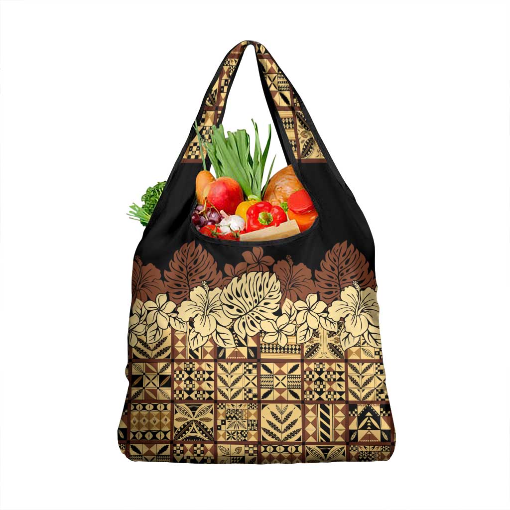 Niue Hiapo Motif Grocery Bag Tapa Classic - Black Ver LT7 1-pack One Size Black - Polynesian Pride
