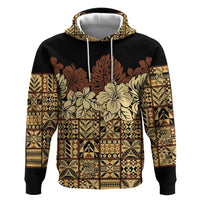 Niue Hiapo Motif Hoodie Tapa Classic - Black Ver LT7 Pullover Hoodie Black - Polynesian Pride