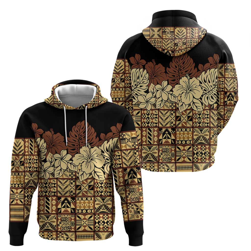 Niue Hiapo Motif Hoodie Tapa Classic - Black Ver LT7 - Polynesian Pride