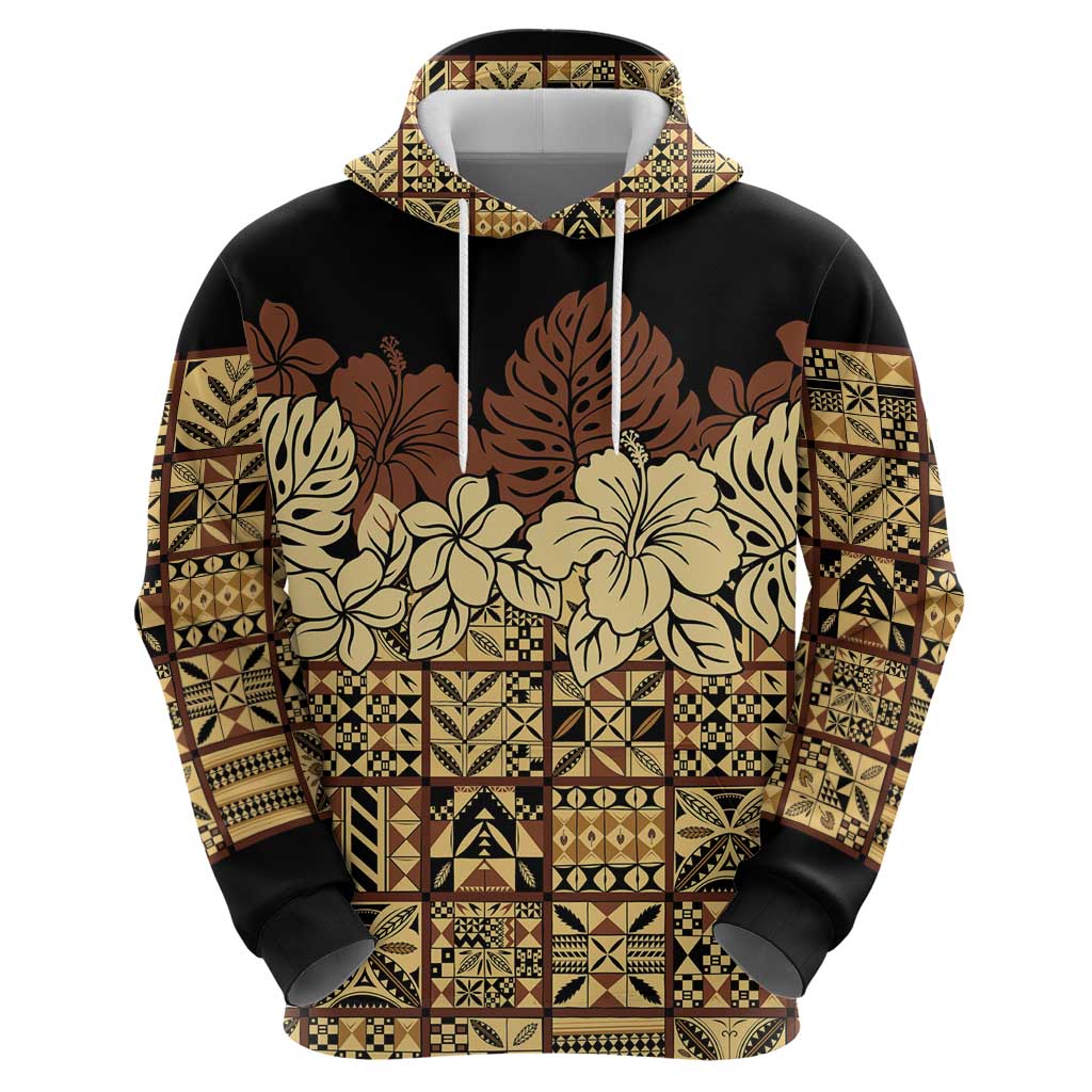 Niue Hiapo Motif Hoodie Tapa Classic - Black Ver LT7 - Polynesian Pride