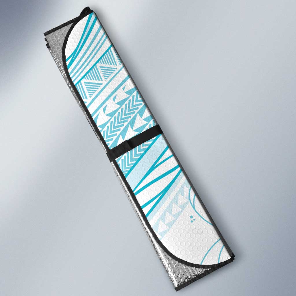 Sharks Couple Dreamy Polynesians Floral Sea Auto Sun Shade Turquoise - Polynesian Pride