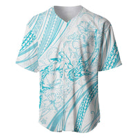 Sharks Couple Dreamy Polynesians Floral Sea Baseball Jersey Turquoise - Polynesian Pride