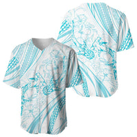 Sharks Couple Dreamy Polynesians Floral Sea Baseball Jersey Turquoise - Polynesian Pride