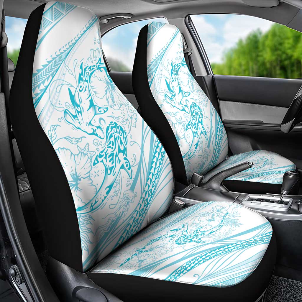 Sharks Couple Dreamy Polynesians Floral Sea Car Seat Cover Turquoise - Polynesian Pride