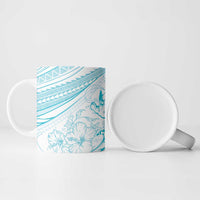Sharks Couple Dreamy Polynesians Floral Sea Ceramic Mug Turquoise - Polynesian Pride