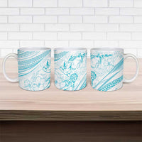 Sharks Couple Dreamy Polynesians Floral Sea Ceramic Mug Turquoise - Polynesian Pride