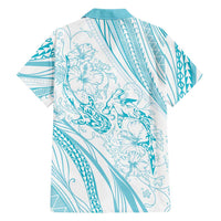 Sharks Couple Dreamy Polynesians Floral Sea Family Matching Summer Maxi Dress and Hawaiian Shirt Turquoise LT7 - Polynesian Pride