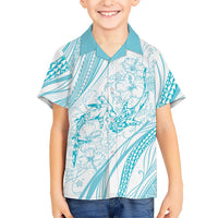 Sharks Couple Dreamy Polynesians Floral Sea Family Matching Summer Maxi Dress and Hawaiian Shirt Turquoise LT7 Son's Shirt Turquoise - Polynesian Pride