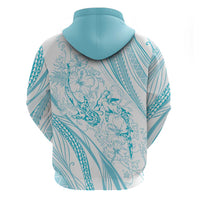Sharks Couple Dreamy Polynesians Floral Sea Hoodie Turquoise - Polynesian Pride