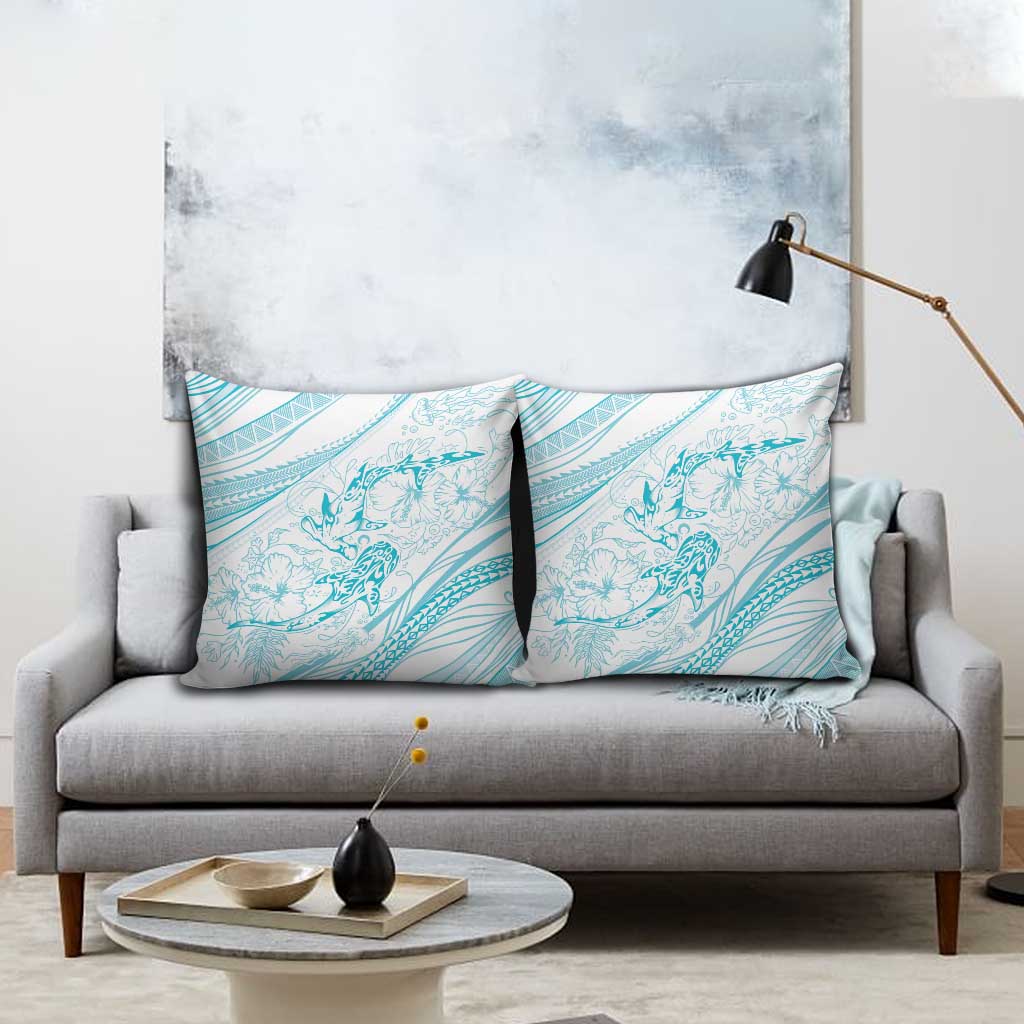 Sharks Couple Dreamy Polynesians Floral Sea Pillow Cover Turquoise LT7 - Polynesian Pride