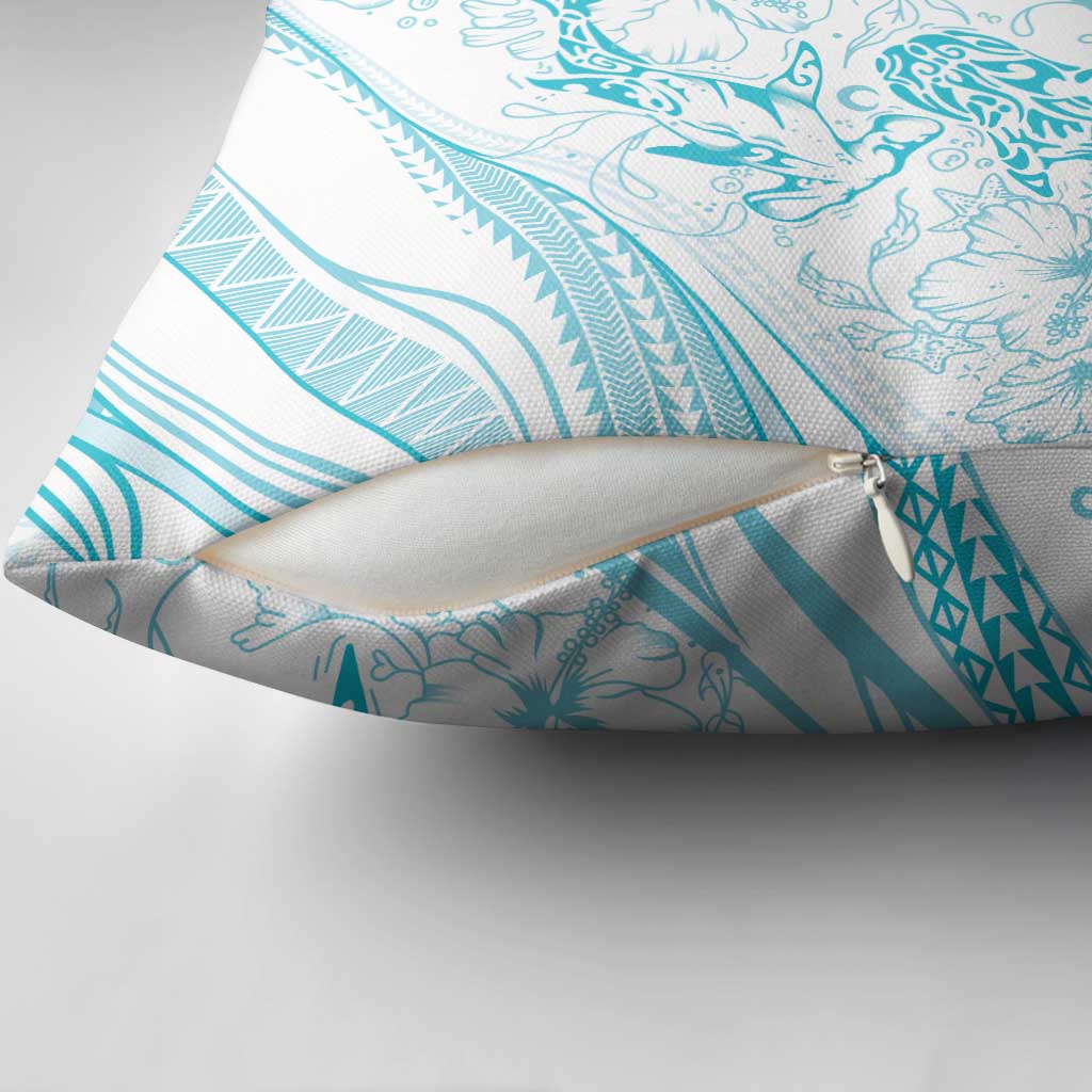 Sharks Couple Dreamy Polynesians Floral Sea Pillow Cover Turquoise LT7 - Polynesian Pride