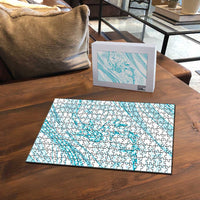 Sharks Couple Dreamy Polynesians Floral Sea Puzzle Turquoise - Polynesian Pride