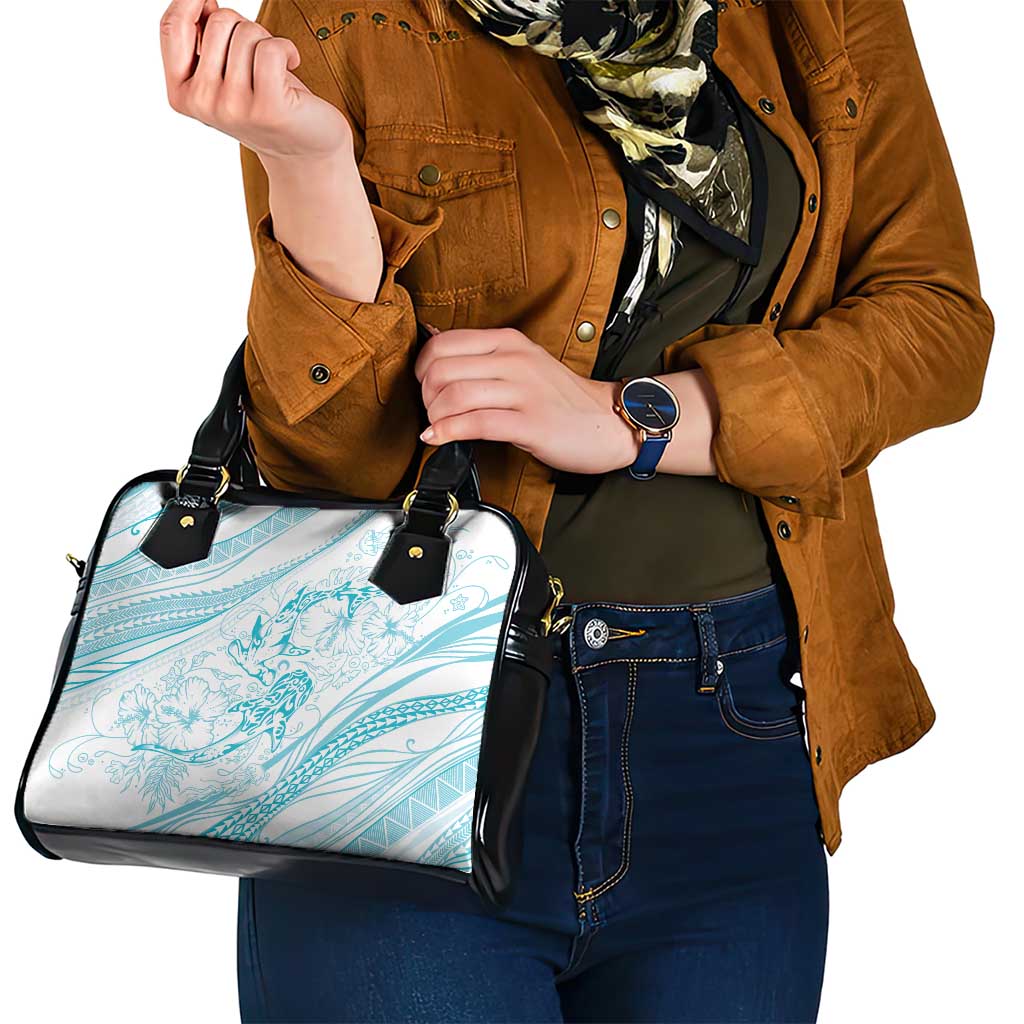 Sharks Couple Dreamy Polynesians Floral Sea Shoulder Handbag Turquoise LT7 - Polynesian Pride