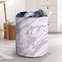 Sharks Couple Dreamy Polynesians Floral Sea Laundry Basket Lilac - Polynesian Pride