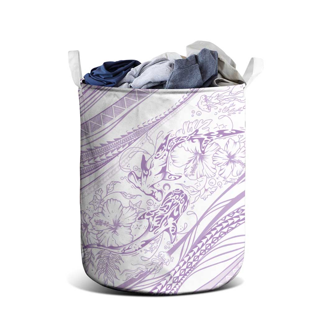 Sharks Couple Dreamy Polynesians Floral Sea Laundry Basket Lilac - Polynesian Pride