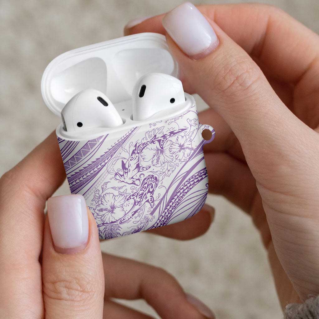 Sharks Couple Dreamy Polynesians Floral Sea AirPods Case Lilac - Polynesian Pride