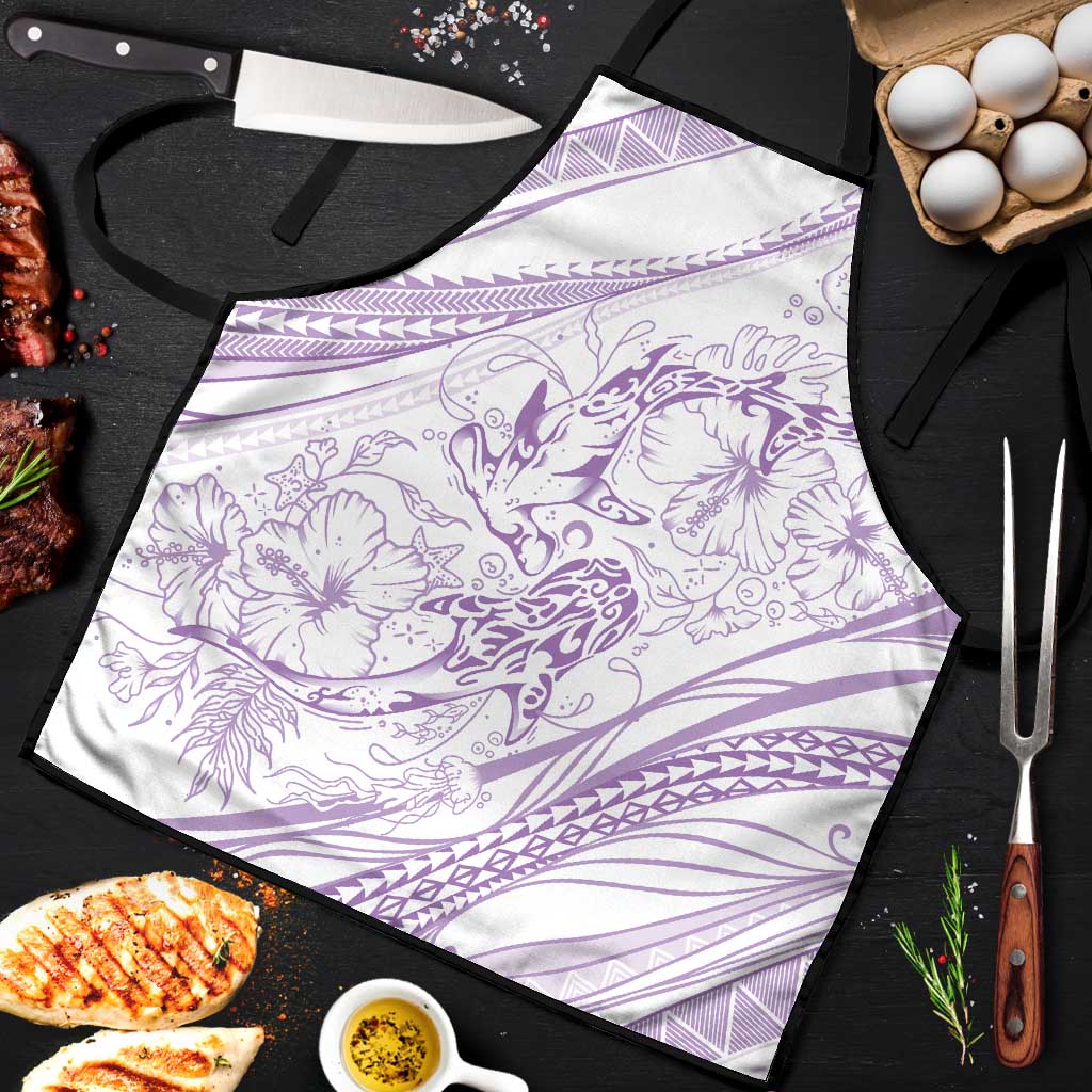 Sharks Couple Dreamy Polynesians Floral Sea Apron Lilac - Polynesian Pride