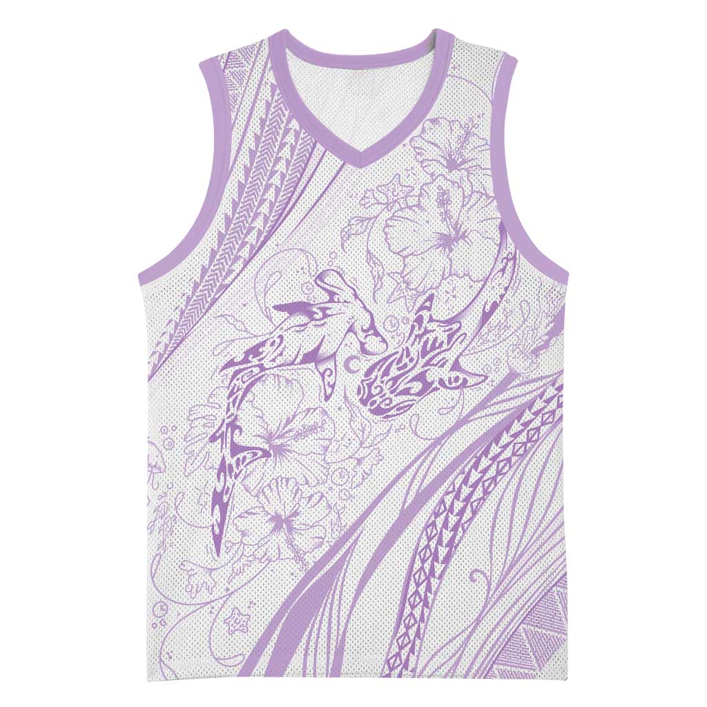 Sharks Couple Dreamy Polynesians Floral Sea Basketball Jersey Lilac - Polynesian Pride