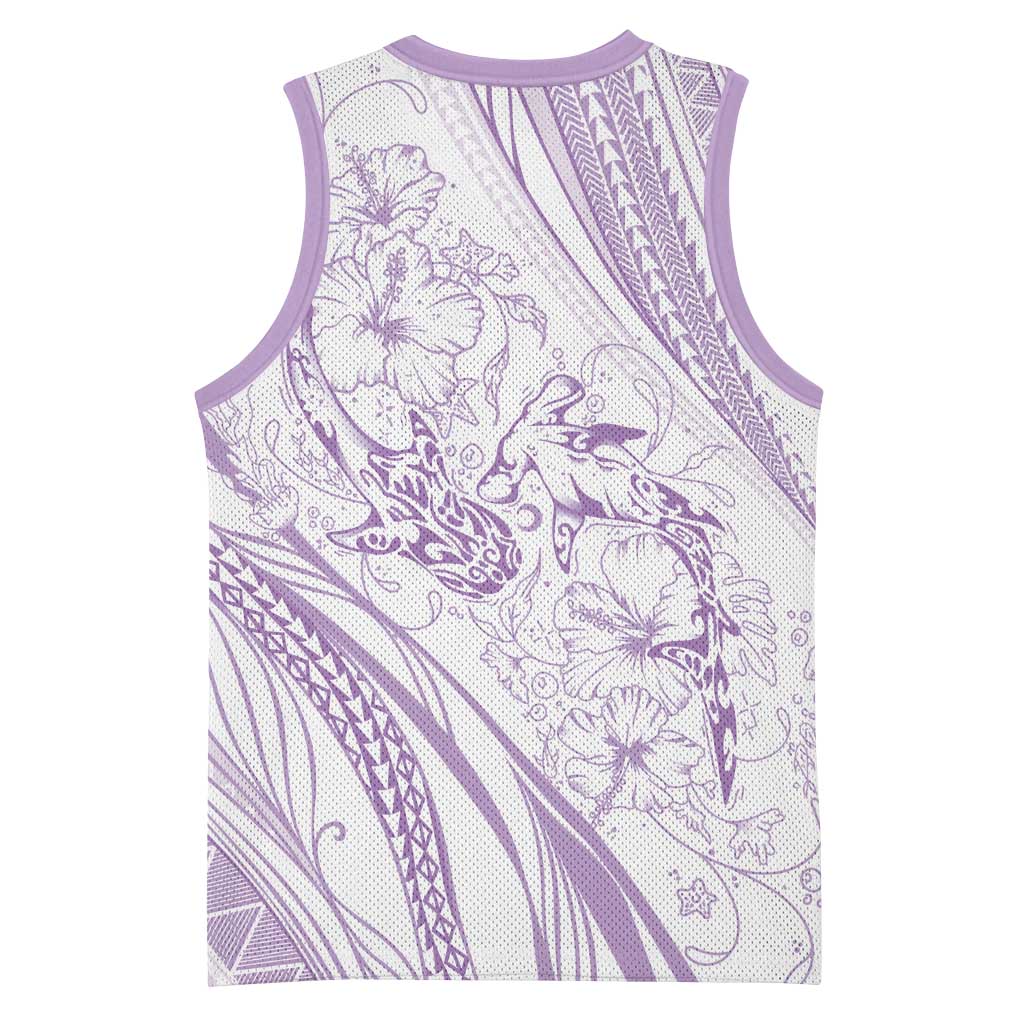 Sharks Couple Dreamy Polynesians Floral Sea Basketball Jersey Lilac - Polynesian Pride
