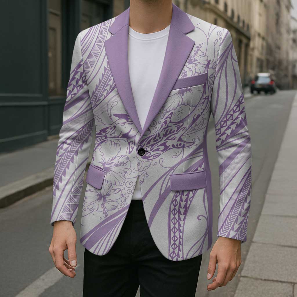 Sharks Couple Dreamy Polynesians Floral Sea Blazer Lilac - Polynesian Pride