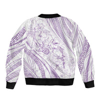 Sharks Couple Dreamy Polynesians Floral Sea Bomber Jacket Lilac - Polynesian Pride