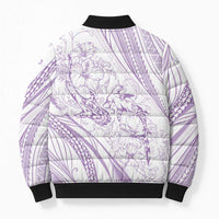 Sharks Couple Dreamy Polynesians Floral Sea Bomber Puffer Jacket Lilac - Polynesian Pride