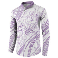 Sharks Couple Dreamy Polynesians Floral Sea Button Sweatshirt Lilac - Polynesian Pride