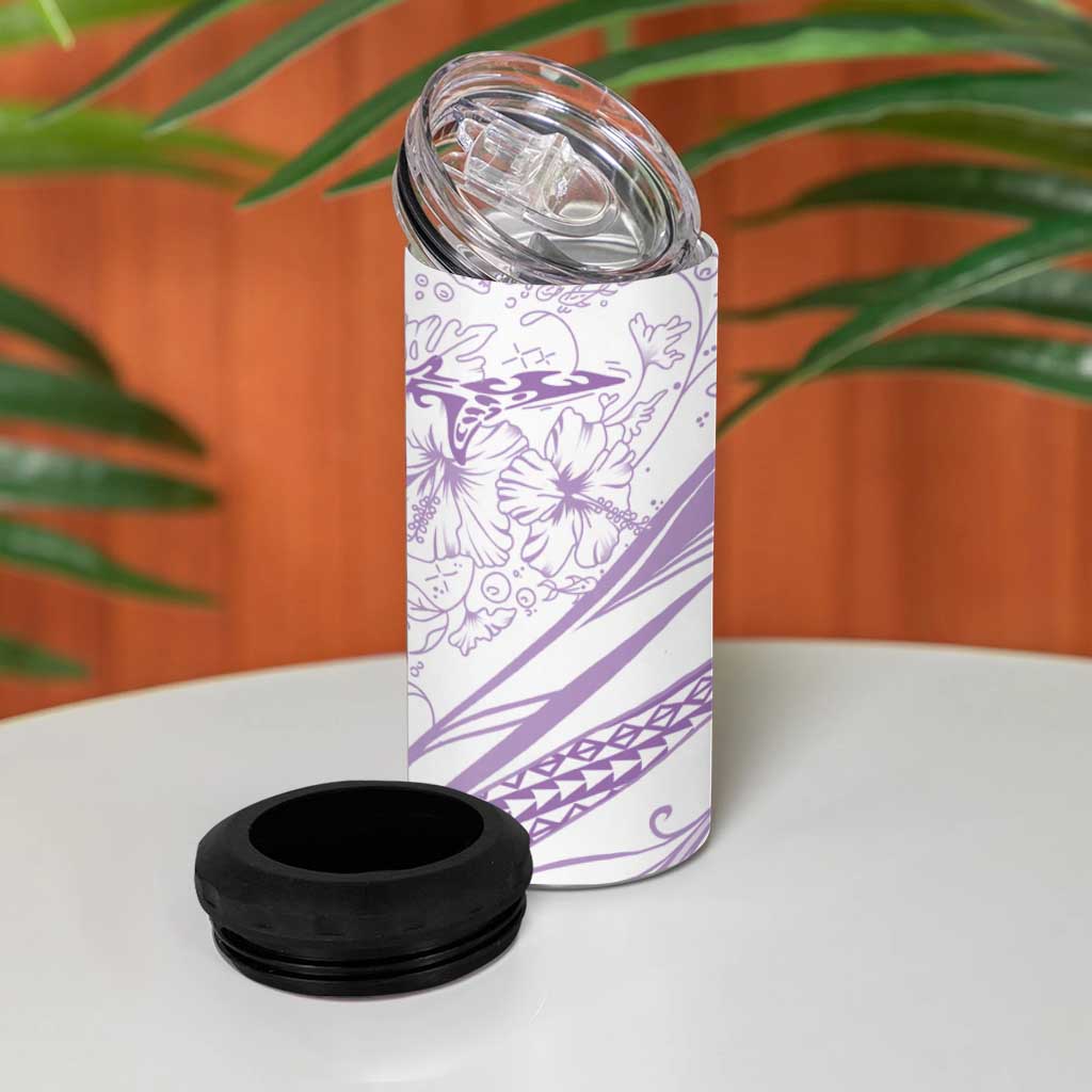 Sharks Couple Dreamy Polynesians Floral Sea 4 in 1 Can Cooler Tumbler Lilac - Polynesian Pride