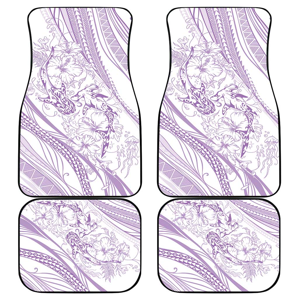 Sharks Couple Dreamy Polynesians Floral Sea Car Mats Lilac - Polynesian Pride